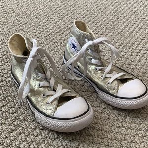 Girls size 13 gold high-top converse